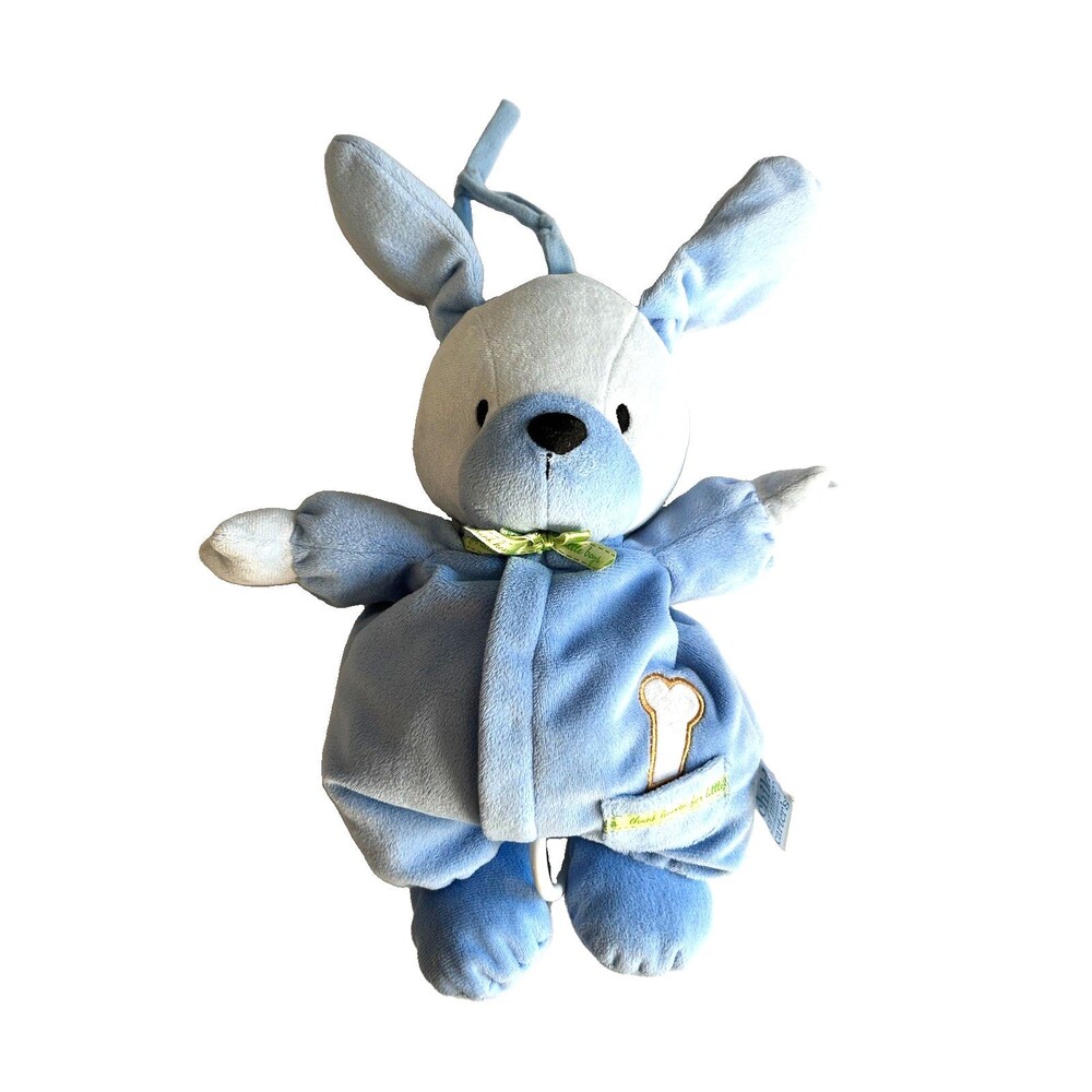 Carters Child of Mine Musical Blue Puppy Dog Plush Pull Toy 12" Thank Heaven